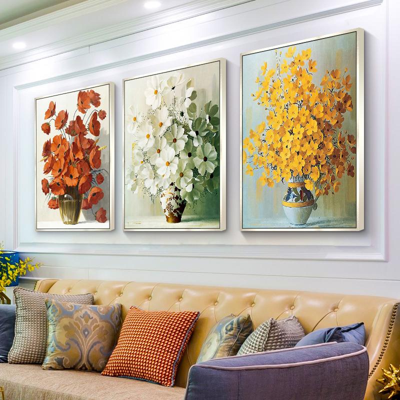 Абстрактные цветы, картина маслом, холст, постеры и принты, красные, желтые, белые картинки для гостиной, домашний декор, настенное искусство Cuadros