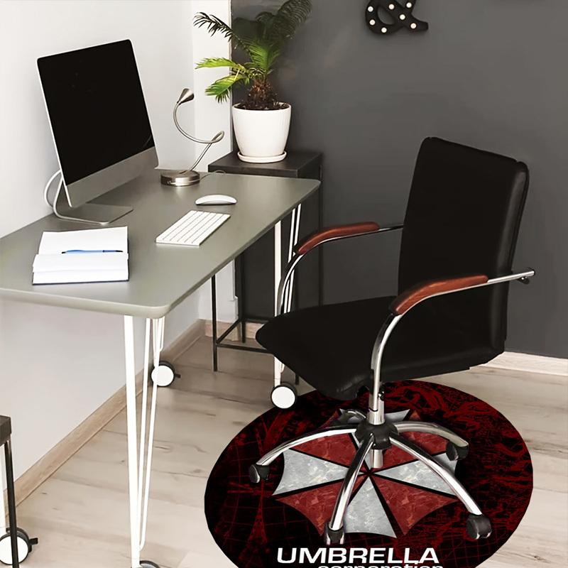 1 шт. Круглый ковер с логотипом Umbrella Corporation из Resident Evil, Изготовлен из полиэстера, Идеально подходит для украшения офисных кресел, гостиных fplt125