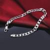 European and American 925 Silver Plated Cuban Link Bracelet - 4mm, 6mm, 8mm Sizes