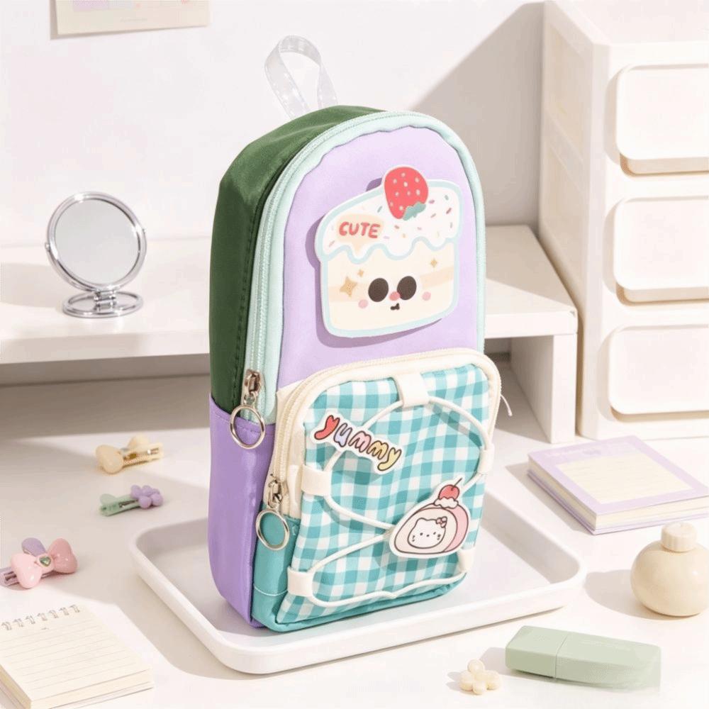Large Capacity Pencil Case Color-Blocked Stationery Bag Mini Pen Bag Gifts