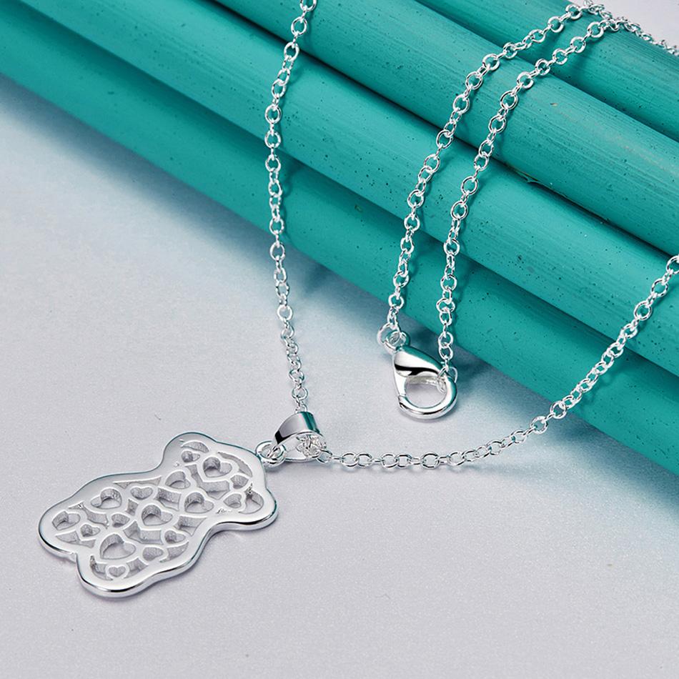 Ожерелье с подвеской «Маленький медвежонок» из стерлингового серебра 925 пробы для женских модных очаровательных ювелирных изделий