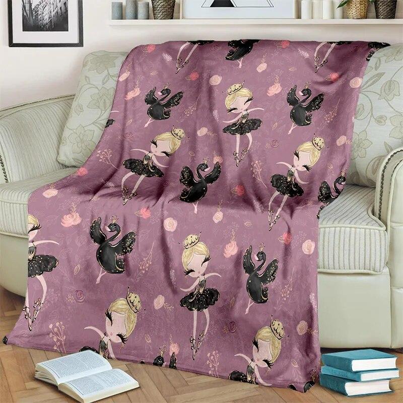Милое 3D одеяло с изображением балета для девочек, балерины, феи, лебедя, единорога, мультяшное 3D одеяло, мягкое одеяло для дома, спальни, кровати, дивана, пикника, путешествий, детей