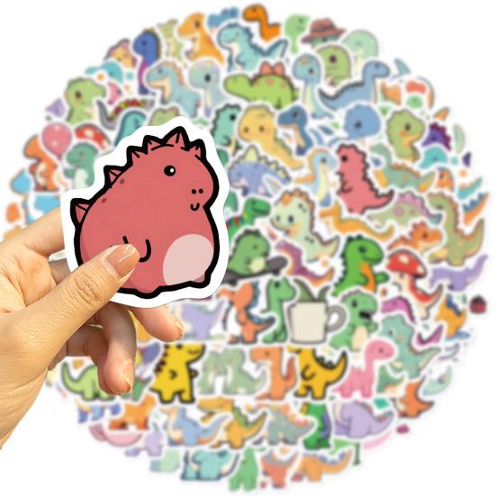100Pcs Cartoon Dinosaur Stickers Waterproof PVC Cute Animal Decals DIY Vinyl Art Decoration Skateboard Luggage Water Phone Case Graffiti