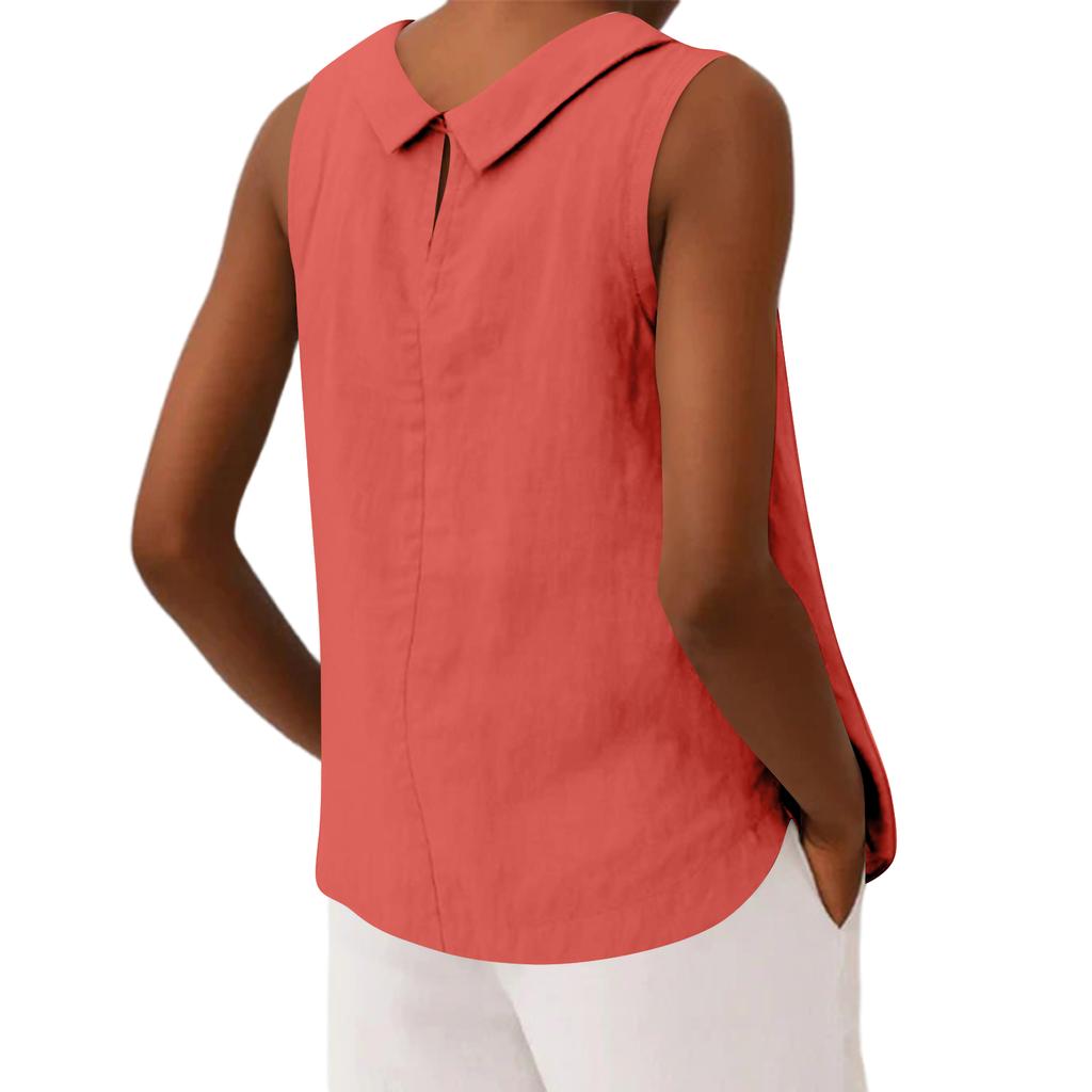 Женский хлопково-льняной короткий пуловер, повседневный топ без рукавов