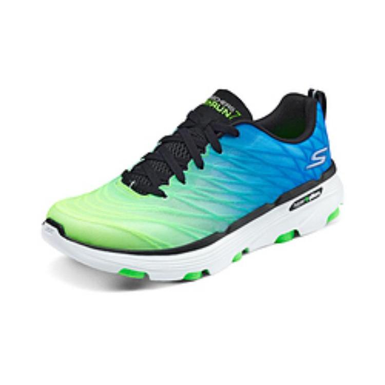 Skechers Go Run Arch Fit Иридирующая ткань Амортизация Упругая амортизация Упругость Низкие кроссовки для бега Мужские Зеленый Синий 220643-GRBL