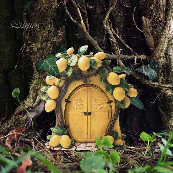 Деревянная волшебная садовая дверь-эльф, украшение для улицы, миниатюрный эльф, украшение для двери, сказочный мир, крошечная фигурка для двери дома, скульптура