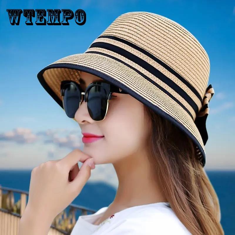 Sun Hat Women Summer Sunshade Sun Hat Beach Hat Bow Cool Hat Casual Fisherman Hat