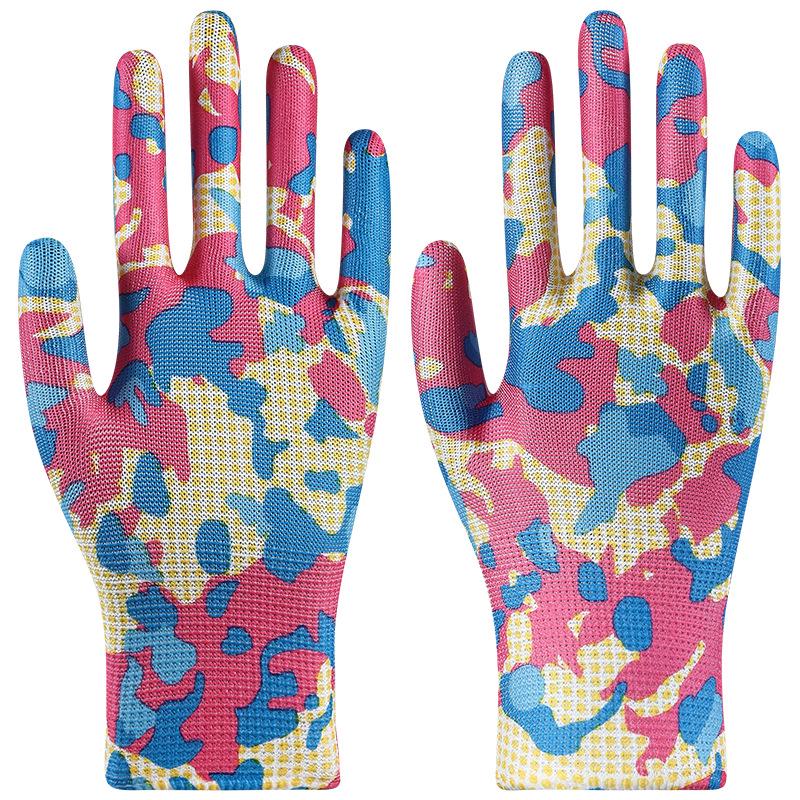 Lightweight Breathable Nylon Gardening Gloves - Wear-Resistant, Multi-Color Patterns