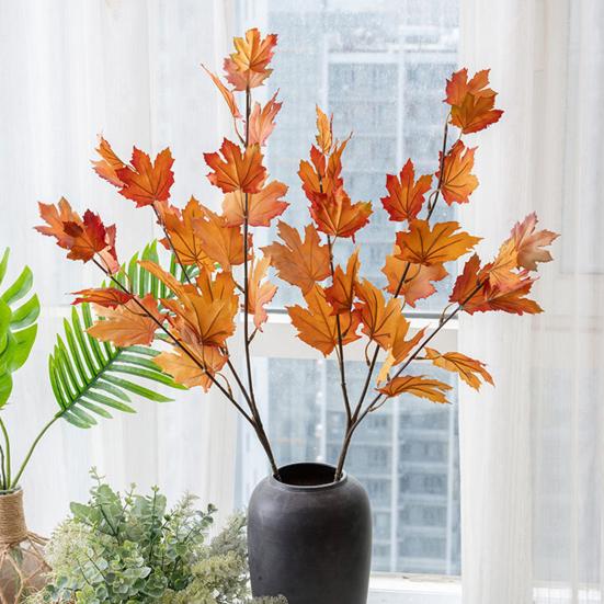 Artificial Maple Leaf Vibrant Color Simulation Plant Exquisite Realistic Maple Leaf for Home Party Decoration