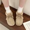 Soft-soled velvet casual shoes women's winter new retro bow one-pedal fluffy shoes women's flat cotton shoes