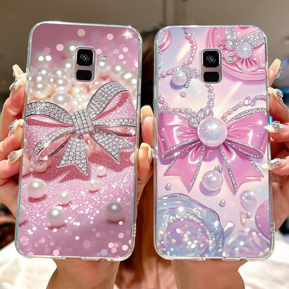Phone Case For Samsung Galaxy A8+ (2018) SM-A730F / A8 (2018) SM-A530F Elegant Floral Butterfly Soft Silicone TPU Cases