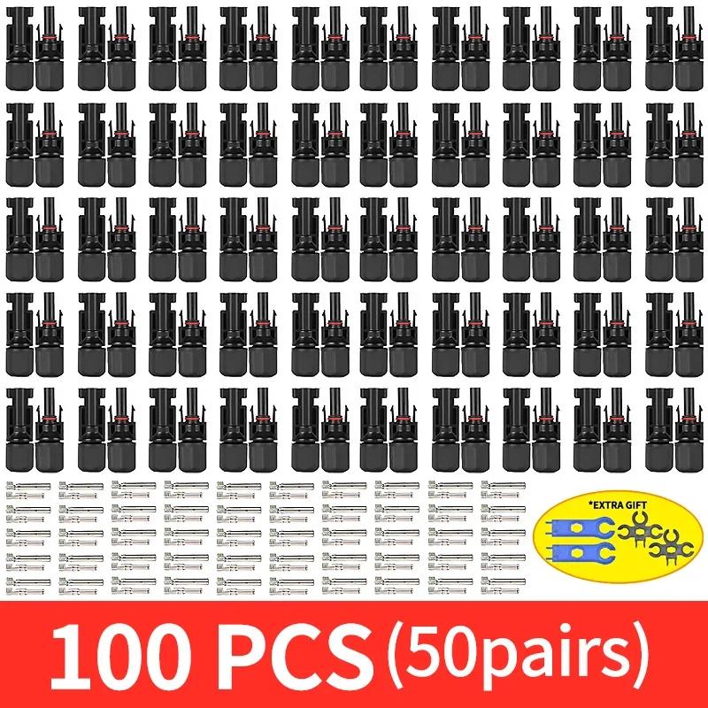 Комплект соединителей для солнечных панелей 600/400/200/100/10 шт., PV-вилка 1000 В постоянного тока 30 А, для фотоэлектрического кабеля MC 2,5/4/6 мм²