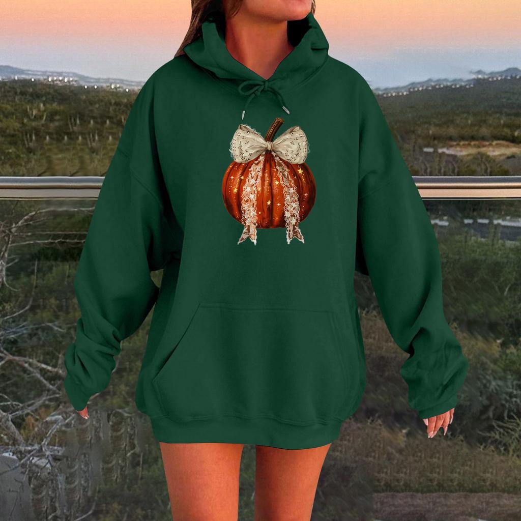 Женский плюшевый свитшот с длинными рукавами оверсайз со спущенными плечами и капюшоном с принтом на Хэллоуин