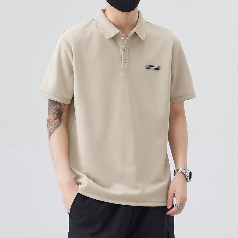 Рубашка поло с короткими рукавами, мужская летняя футболка со свободным воротником, дышащая, повседневная футболка с короткими рукавами