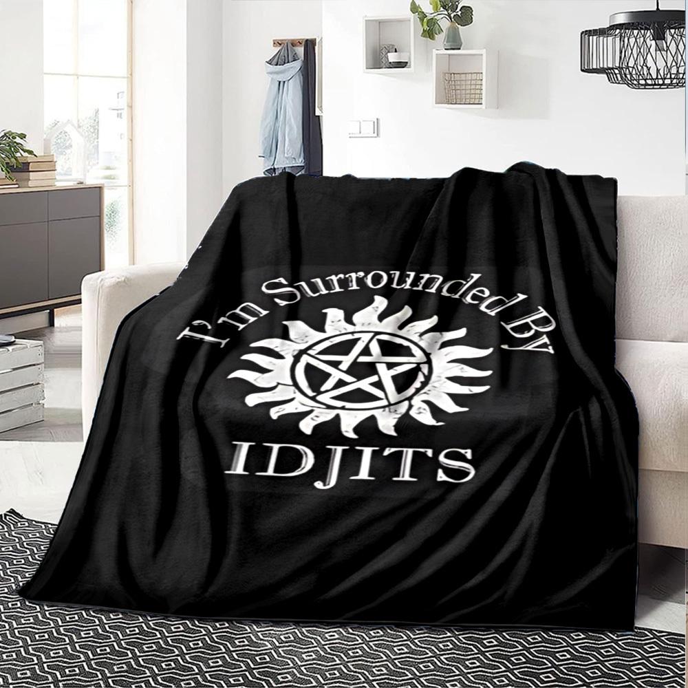 1 шт. Сверхъестественное IDJITS Мягкое теплое плед-одеяло Одеяло для дневного сна для дивана, софы, офиса, кровати, кемпинга, путешествий, Удобное
