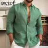 Cotton Linen Solid Colour Men's Youth Casual Shirt