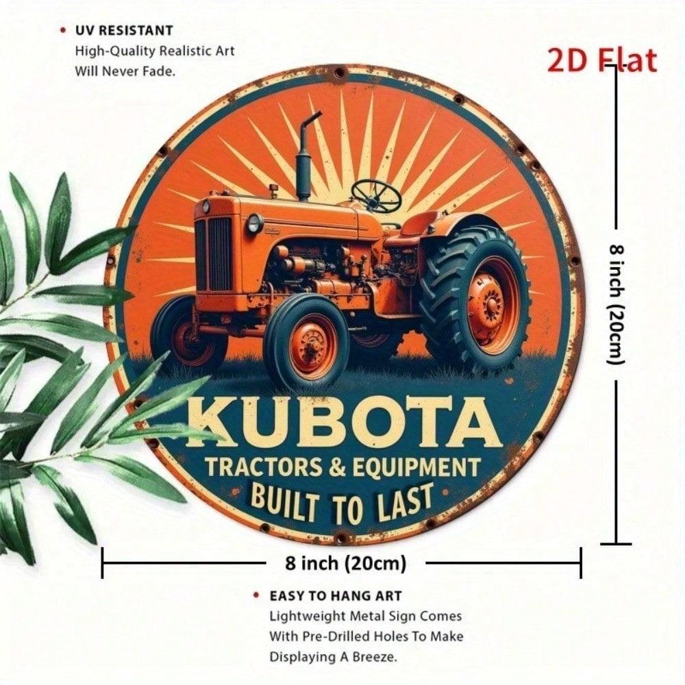 Винтажная металлическая жестяная табличка с изображением трактора Kubota, ретро-декор для стены с сельскохозяйственной техникой, для гаража, мужской комнаты
