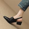 2024 New Office Ladies Casual Women Sandals Concise Spring Summer Pointed Toe High Heel Genuine Leather Slingbacks Shoes Woman