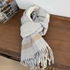 Korean Style Women's Cashmere Scarf Thickened Winter Neck Warmer Checkered Scarf  Autumn Winter