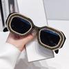 Vintage Pearl Square Sunglasses for Women Luxury Rhinestone Sun Glasses Ladies Irregular Sunglasses UV400