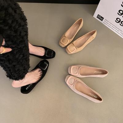 Внутренние туфли на платформе, корейская версия, темпераментные туфли-лодочки с квадратным носком и неглубоким вырезом, для работы, женские, новинка начала осени