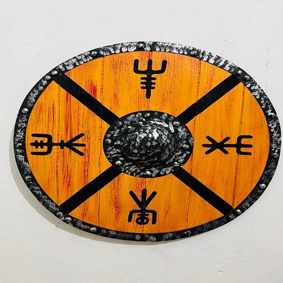 Hand Made 60.96 Cm Medieval Warrior Wood Viking Round Shield Helm Of Ave Battle Ready Wood