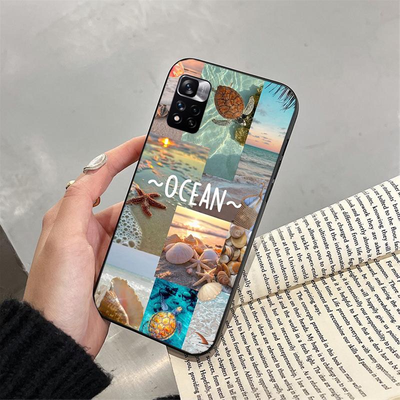 Чехол для телефона для Xiaomi Poco C71 15T 14T Pro Redmi note 15 14 14 13 Pro Redmi A5 15C 13C Ракушка Морская звезда синий Океан