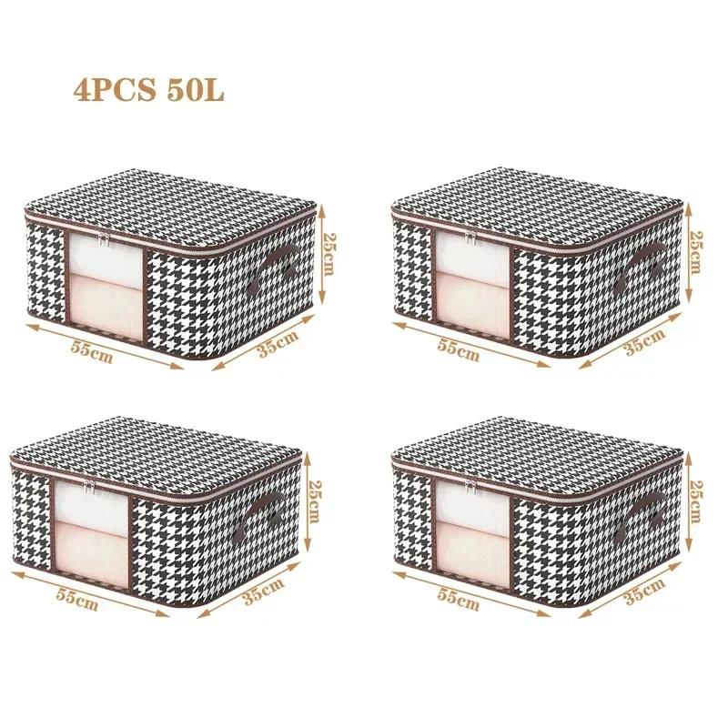 Видимый ящик для хранения большой емкости, портативный органайзер для одежды для дома с ручками, складной пылезащитный контейнер на молнии для одеял