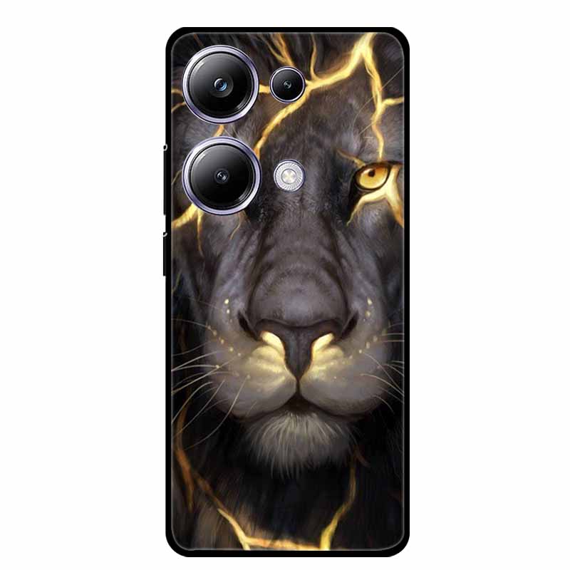 For Xiaomi Poco M6 Pro 4G Phone Case Cover Wolf Shockproof Black Silicone Soft Back Cover Cases For Poco M6 Pro Case M 6 M6Pro