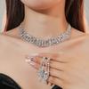 European and American Luxury Super Flash Rhinestone Necklace Earrings Two-piece Suit Bride, Banquet Dress Accessories