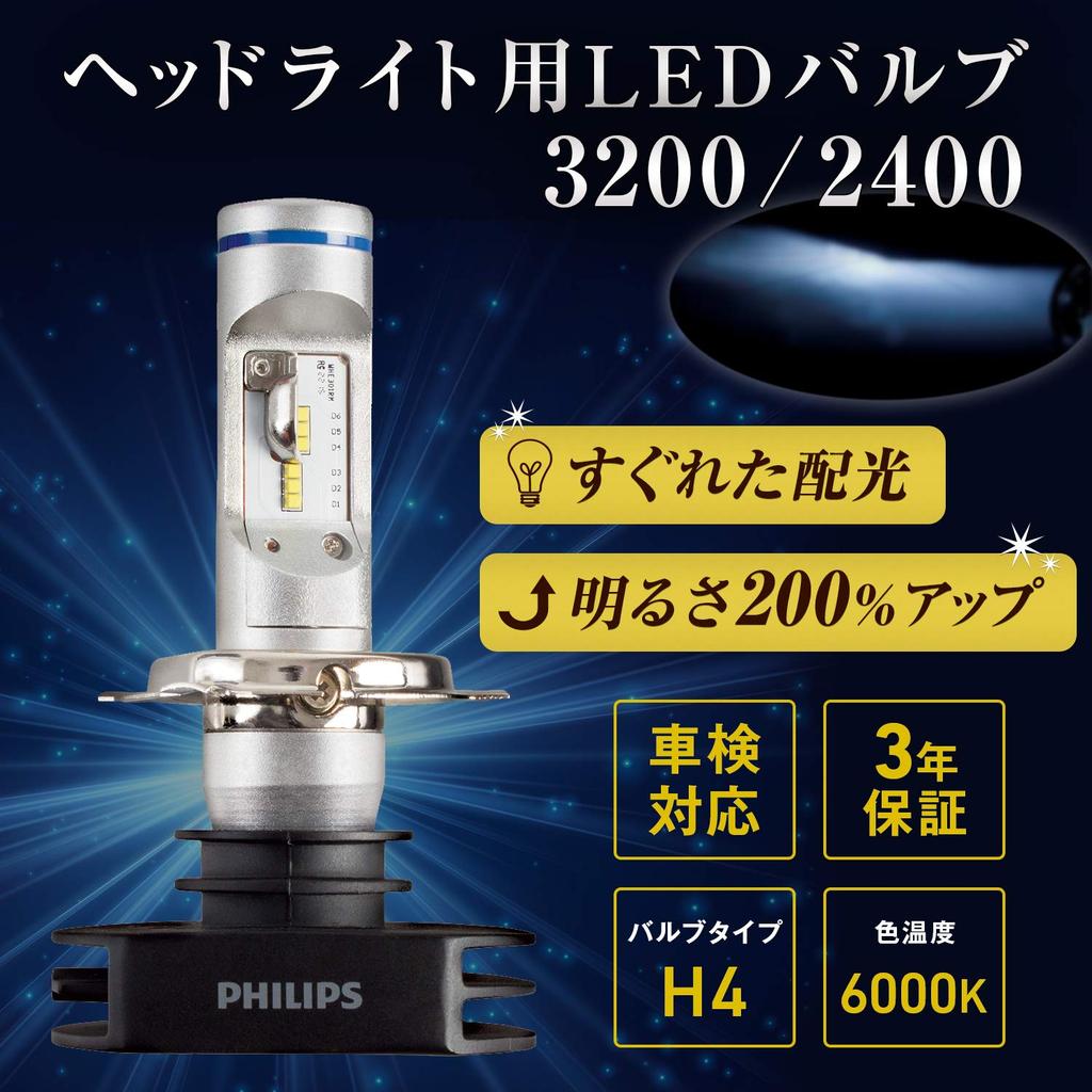 Автомобильная лампа Philips LED Headlight H4 6000K 12 В 23 Вт Extreme Ultinon Совместимость с техосмотром автомобиля Гарантия 3 года 2 шт. PHILIPS