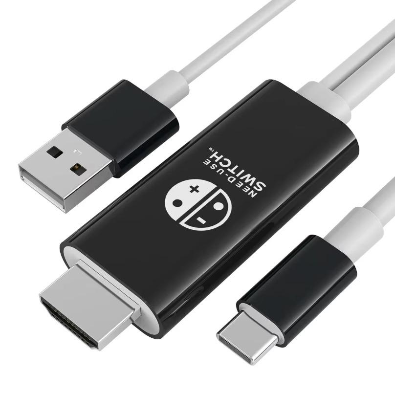 Адаптер 4K HD Кабель Type C - HDMI-совместимый и зарядка USB 5 В Портативная ТВ-док-станция для Nintendo Switch/OLED, Steam Deck, iPad Pro