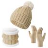 Winter Warm 3-Piece Set Fleece Lined Knit Beanie Scarf Gloves for Men Women