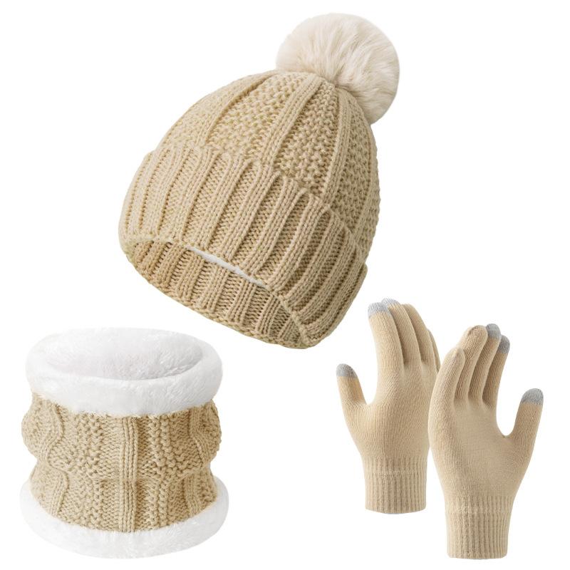 Winter Warm 3-Piece Set Fleece Lined Knit Beanie Scarf Gloves for Men Women