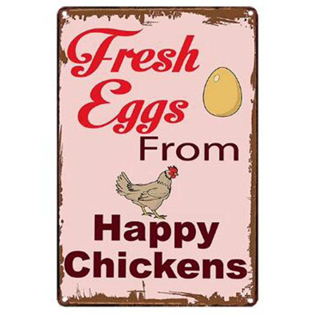 Mfoever Farm Fresh Eggs Metal Tinplate Sign Poster Chicken Egg Shabby Chic Tin Signs Metal Plate xcm