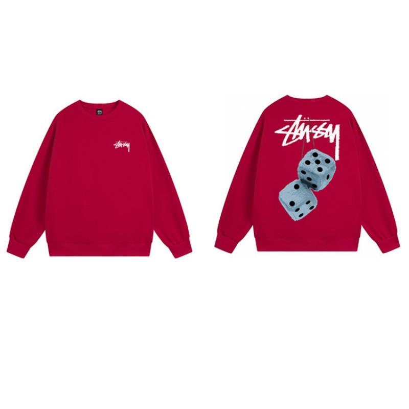 Unisex Oversized Crewneck Fleece-Lined Cotton Sweatshirt With Dice Letter Print Winter Casual Wear
