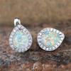 Boho Female White Fire Opal Clip Earrings Vintage Water Drop Wedding Jewelry For Women