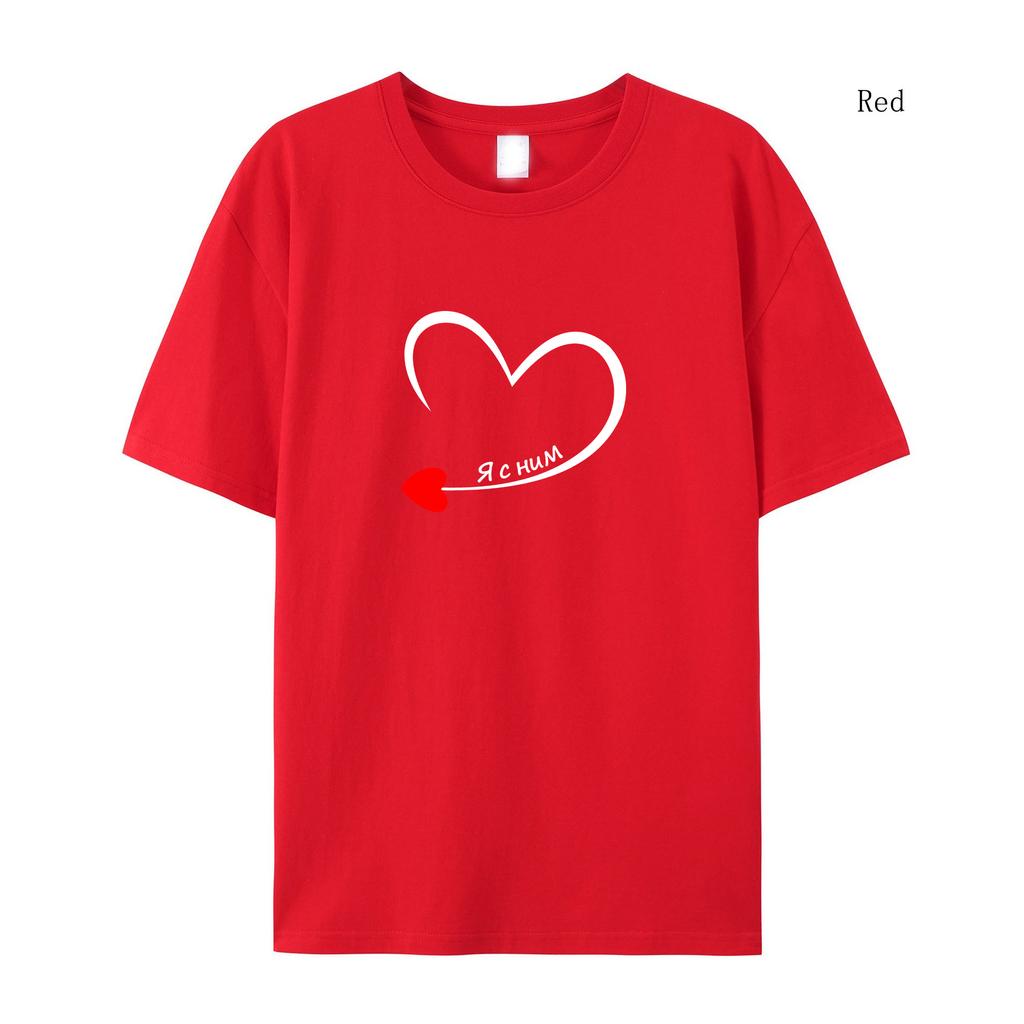 King Queen Пара с короткими рукавами «Я с ней» с принтом Летняя футболка с короткими рукавами Мужская футболка Женская футболка с короткими рукавами