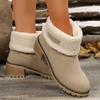 Women's Plus Size Snow Boots Casual Middle Tube Thick Heel Fleece Fur Cotton Boot Shoes 35-43