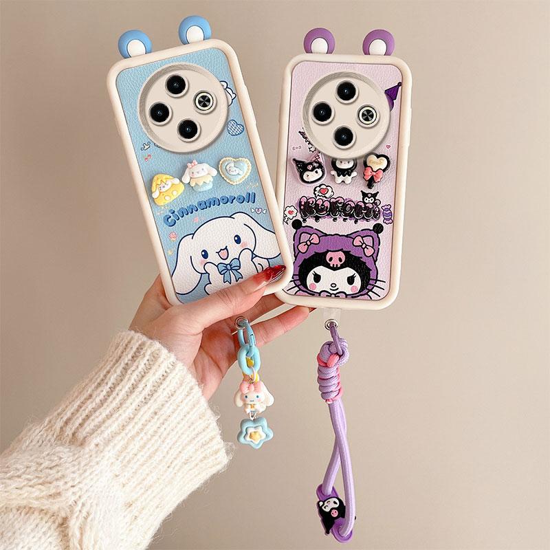 KEYSION Cute Ear 3D Cartoon Case for TECNO Spark 30C with Bracelet Soft Silicone Shockproof Phone Cover for TECNO Spark 30C