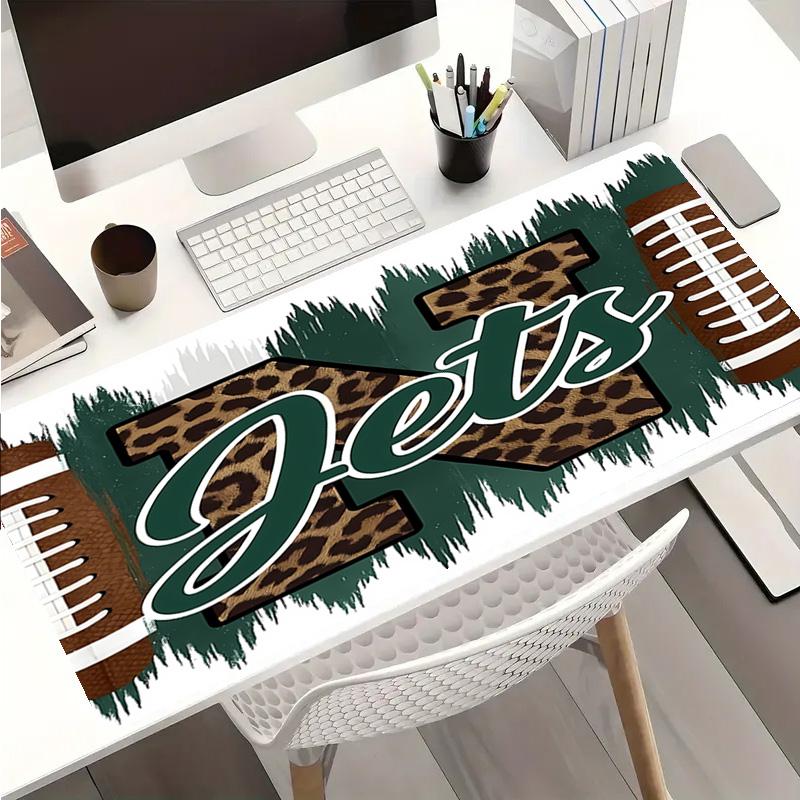 Коврик для мыши с логотипом New York Jets - Нескользящая резиновая основа, Гладкая поверхность для работы, игр, офиса и дома, Настольный коврик для мыши