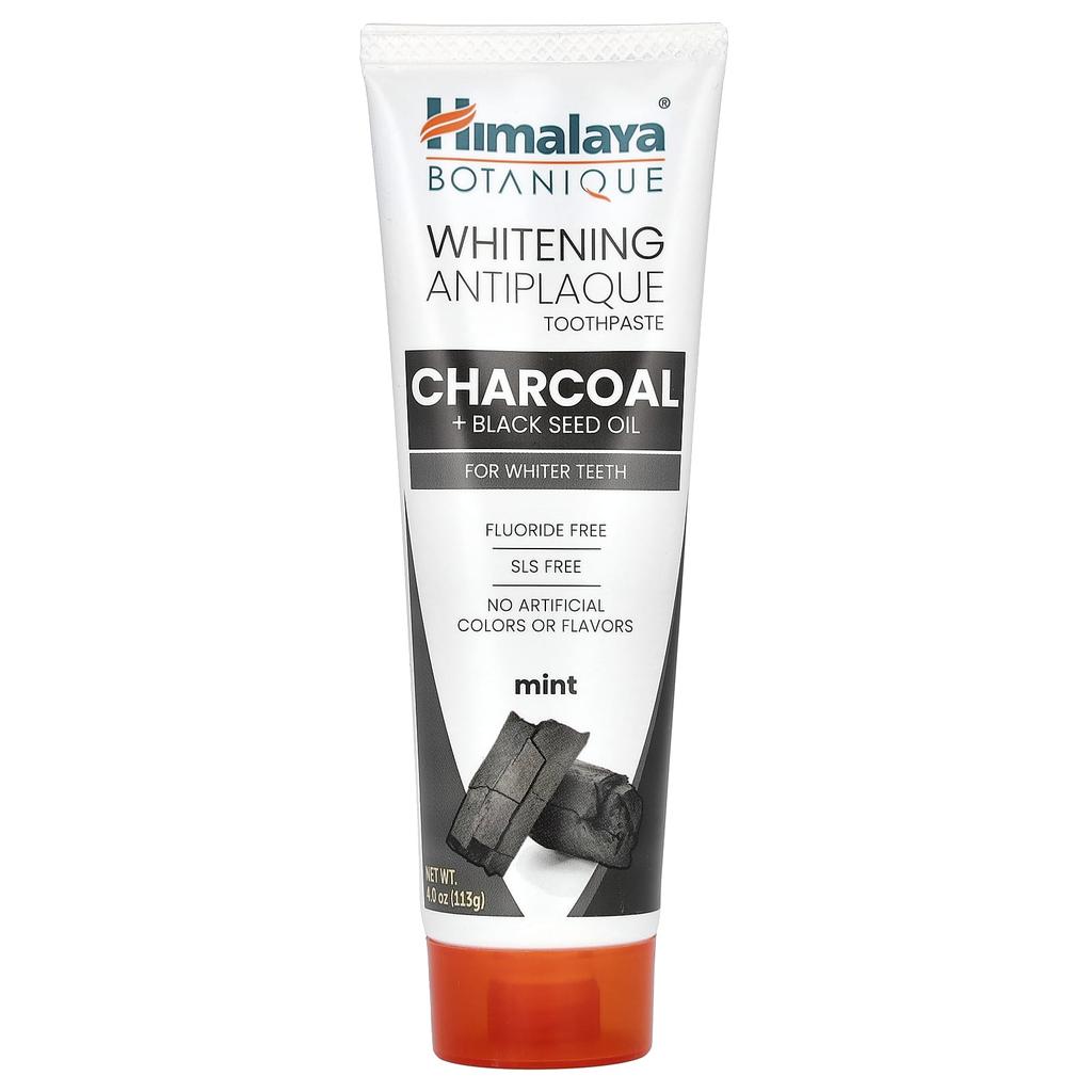 Whitening Anti-Plaque Toothpaste, Charcoal + Black Seed Oil, Mint Flavor, 113G(4.0Oz)