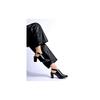 Женские черные лакированные сандалии на блочном каблуке Shoetopia с ремешком на щиколотке и острым носом Элегантные официальные сандалии E