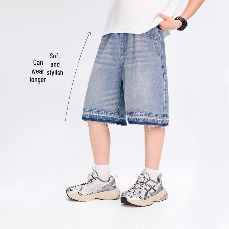 ZuoXi Boys' Colorblock Washed Denim Shorts