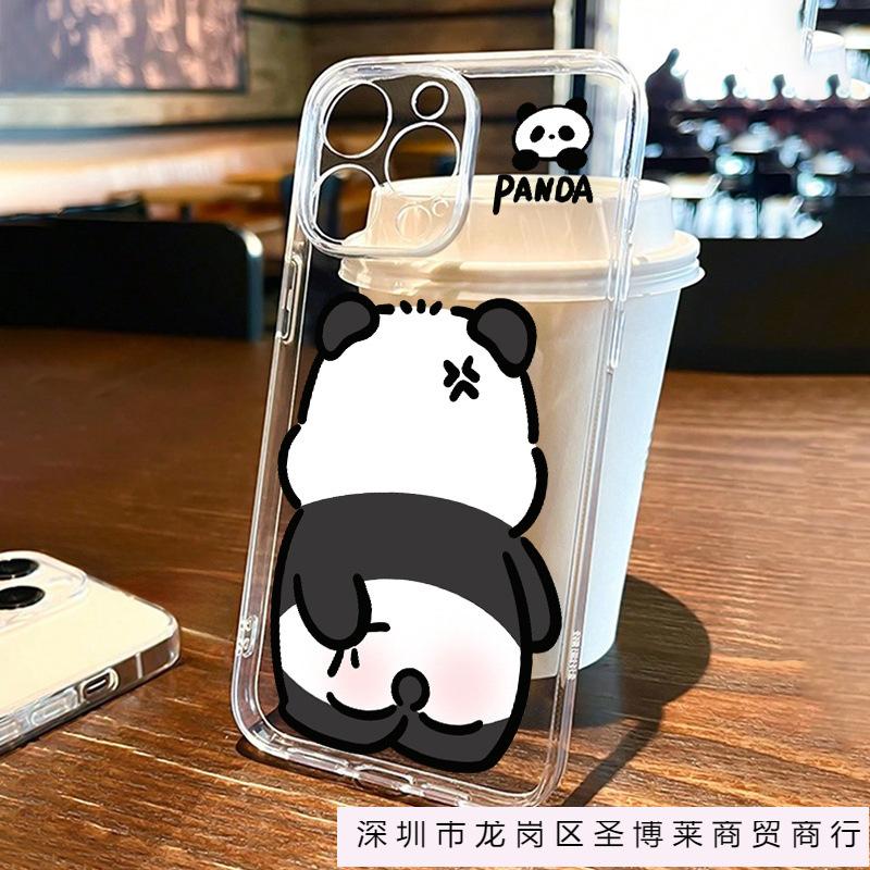 Черно-белая панда совместима с чехлами для телефонов iPhone 16 Pro Max и iPhone 11/12/13/14/15 Pro Max x/xs