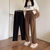 Утолщенные шерстяные брюки кофейного цвета для женщин на осень и зиму Новые укороченные брюки Брюки-сигареты Маленькие свободные повседневные брюки для женщин