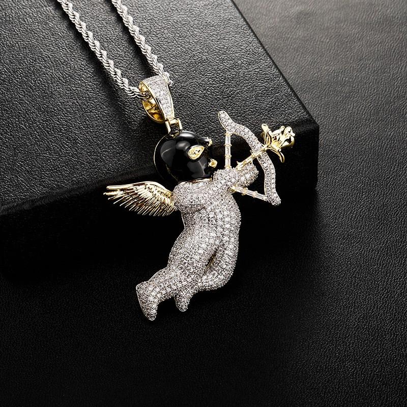 Hip Hop Angel Mask Pendant Gold Plated Necklace Women