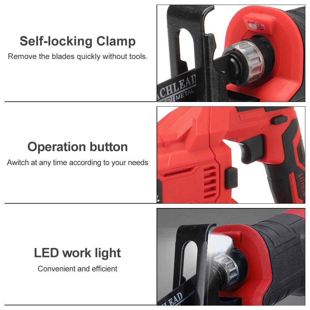 Аккумуляторная электрическая сабельная пила 2400 Вт, бесщеточная электропила, инструменты для металлообработки и деревообработки для аккумулятора 18 В