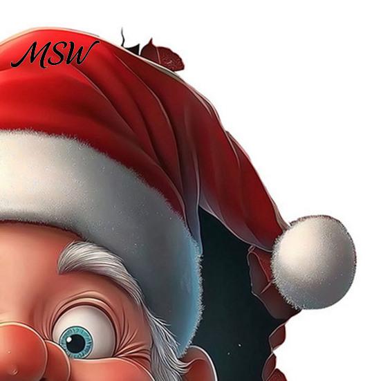 Holiday Interior Wall Decor Funny Santa Toilet Sticker, Christmas Lid Decal, Self-Adhesive, 3D Home Party Supplies Hole Waterproof PVC Sticker