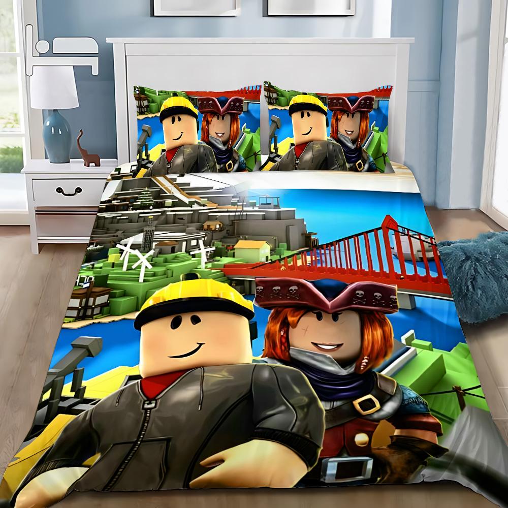 3D Game R-Robloxes Duvet Cover Pillowcase Game Scene Print Bedding Set Adult Boy Girl Bedroom Decoration Single Double Large